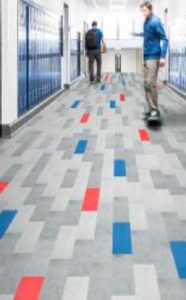 Mannington Commercial’s Teles is a high resiliency rubber floor featuring indentation resistance of 1,500 PSI, acoustic benefits, comfort underfoot and a self-migrating wax finish.