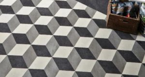 Uncommon tile shapes from Kardean create unusual yet attractive geometric designs like a Cubix installation. 