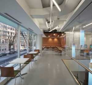 Costar headquarters in Washington, D.C. — a LEED-CI Platinum project designed by Perkins+Will — focuses on the corporate brand and culture. 